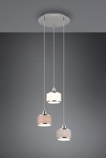 TRIO 311630306 KAPRUN závěsné svítidlo D290mm 3xE14 chromová, šedá, béžová, bílá