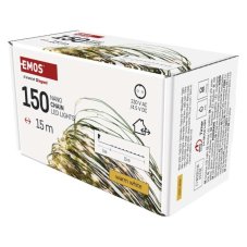 D3AW05 EMOS NANO vánoční řetěz 150 LED 15m zelený drát, teplá bílá, časovač, IP44