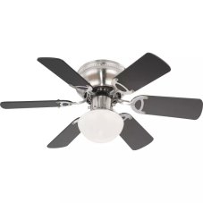 GLOBO 0307 UGO stropní ventilátor s osvětlením na patici E27 760 mm s tahovým vypínačem nikl