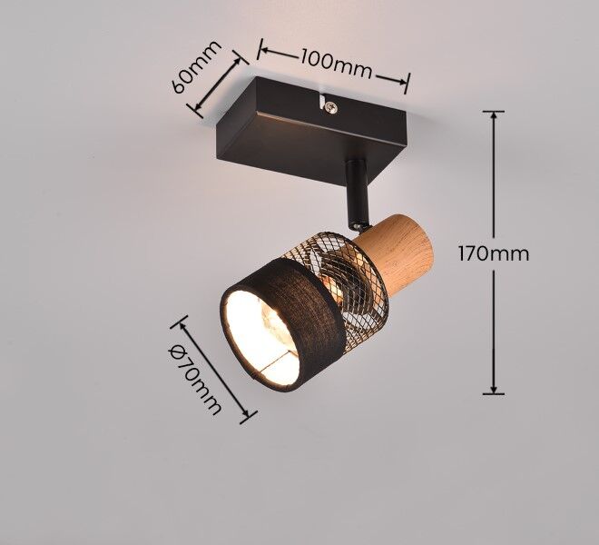 TRIO 811700132 NANDINI nástenné bodové svietidlo/spot 1xE14 čierna matná, drevo