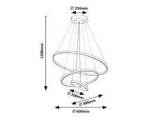 RABALUX 72349 Beliza závesné svietidlo D600mm LED 90W/9000/7200lm 3000-6500K zlatá, biela, stmievateľné, diaľkový ovládač
