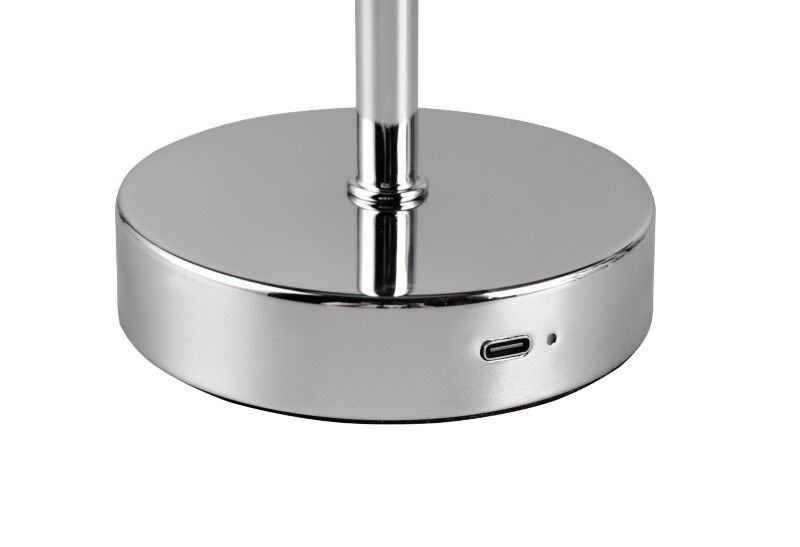 TRIO Reality R59151106 JEFF dotyková stolná lampička SMD LED 1,5W/120lm 3000K chrómová, biela, nabíjateľná batéria, USB-C port