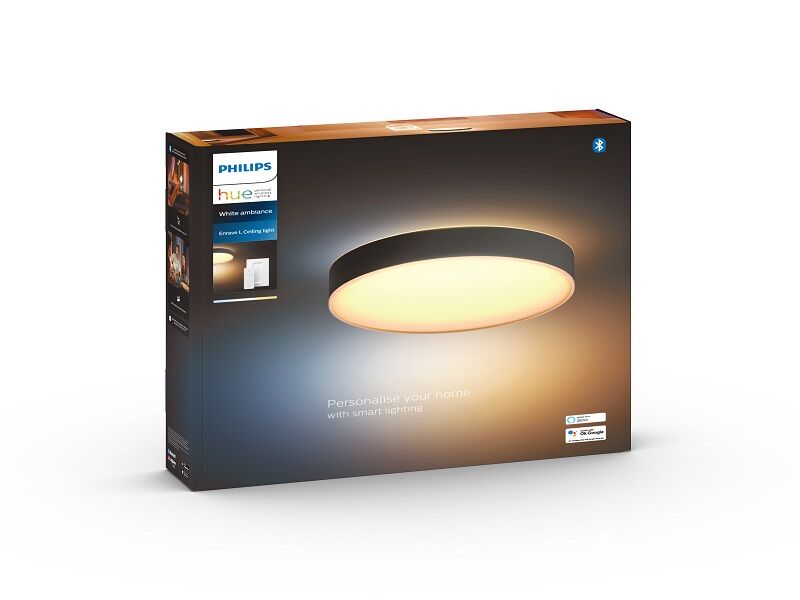 Philips HUE LED White Ambiance 41160/30/P6 Enrave L stropné svietidlo 33,5W 4300lm 2200-6500K 42,5cm čierne stmievateľné BlueTooth + HUE Switch