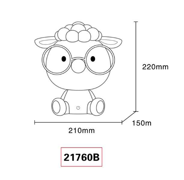 GLOBO 21760B SHEEPY dotyková stolná lampička detská V220mm LED 1W 48/32lm 3000K modrá, biela, USB Cable incl., 3StepDIM