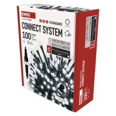 EMOS D1AC03 spojovací vánoční řetěz CLASSIC 100 LED 10m 5W studená bílá, IP44, barva drátu - černá, bez adaptéru