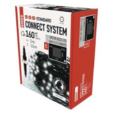EMOS D1DC01 spojovací vánoční řetěz - síť CLASSIC 160 LED 2m 4W studená bílá, IP44, barva drátu - černá, bez adaptéru