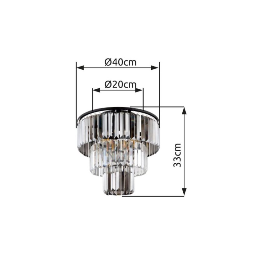 GLOBO 15695D NAXIS stropní svítidlo D400mm 3xE27 černá, kouřová, průhledná