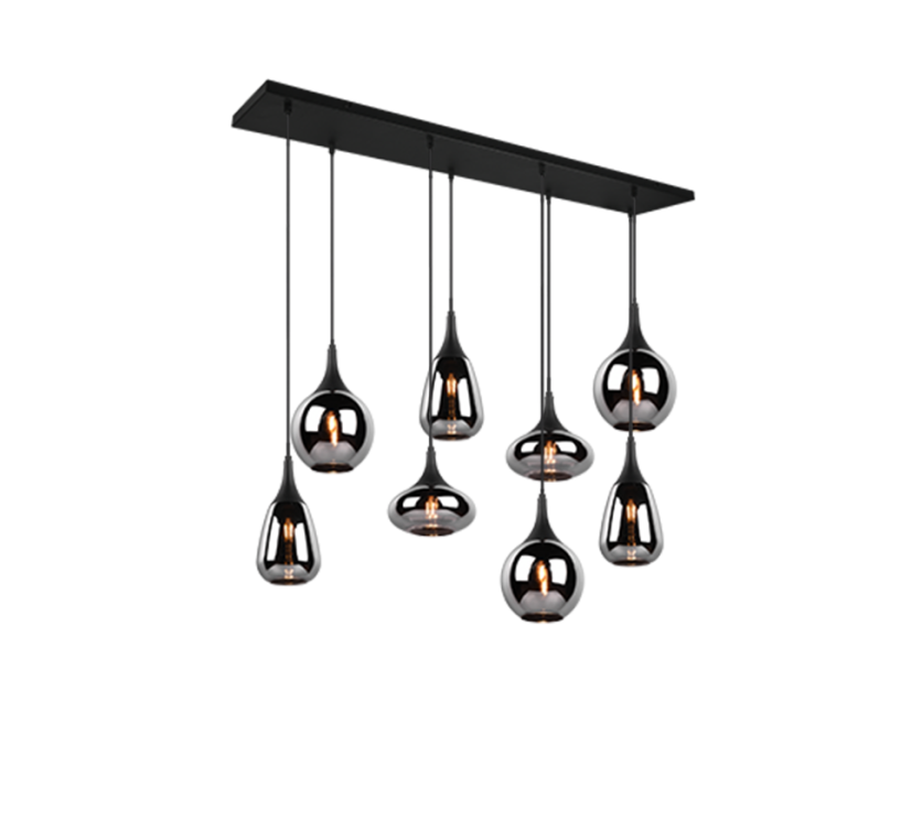 TRIO 317000832 LUMINA závesné svietidlo 8xE14 čierna matná, chróm