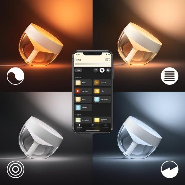 Philips Hue Iris (gen4) 8719514264465 LED náladová stolná lampa 8,1W 2000-6500K+RGB biela/priehľadná IP20 Bluetooth