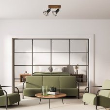 RABALUX 3138 Zeus stropní bodové svítidlo/spot 2xE14 dřevo, matná černá