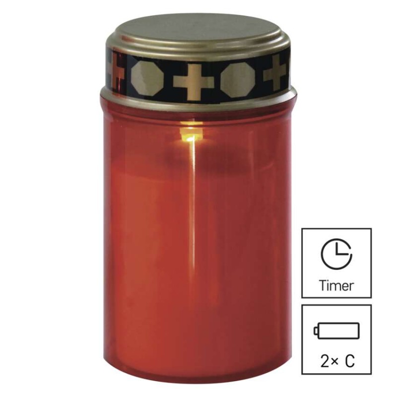 EMOS DCCV19 hrobová sviečka 1 LED V12,5cm 0,06W teplá biela, IP44, časovač, 2×C excl.