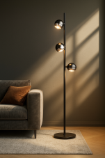 TRIO SELECT 444410307 ORBIT stojací lampa V1500mm SMD LED 3x8W/3x800lm 2300+3000+4000K černá, nikl matný, ON/OFF