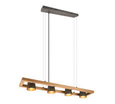 TRIO 301900467 BELL závesné svietidlo 4xE14 antický nikel, drevo