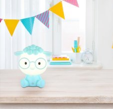 GLOBO 21760B SHEEPY dotyková stolní lampička dětská V220mm LED 1W 48/32lm 3000K modrá, bílá, USB Cable incl., 3StepDIM