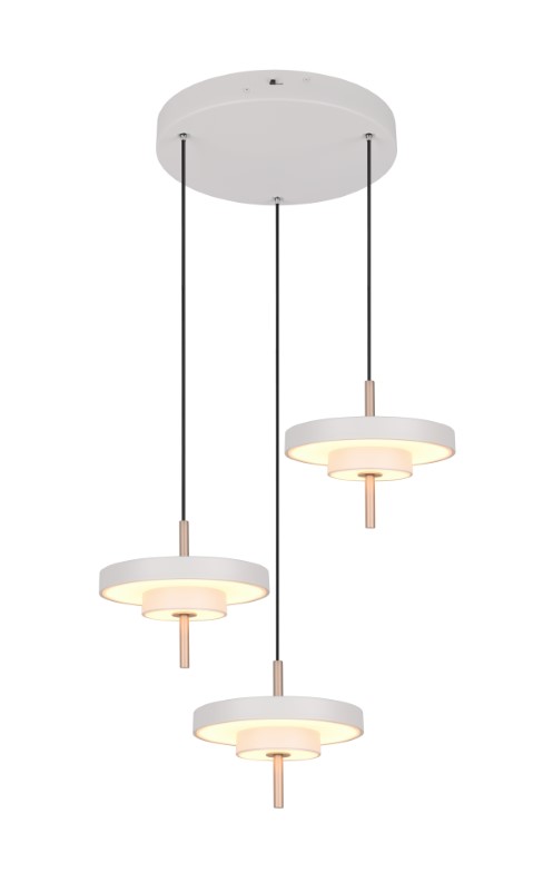 TRIO 340230376 KEATON závesné svietidlo D450mm SMD LED 3x10W/1200lm 2300+3000+4000K svetlošedá, switchdimmer