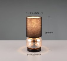 TRIO 517800113 ELIO stolní lampička V280mm 1xE27 černá matná, jantarová