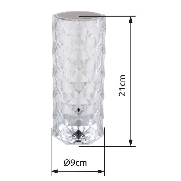 GLOBO 28071 GIXI stolná lampička V210mm LED 1,5W/50lm 2700+4000+6500K efekt číreho krištáľu, vrátane batérie 800 mAh 3,7V, USB kábel
