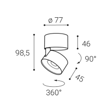 LED2 11508253DT KLIP ON stropné povrchové bodové svietidlo LED D77mm 11W/770lm 2700K TRIAC chróm, čierna