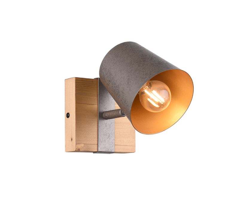 TRIO 801900167 BELL nástěnné bodové svítidlo/spot 1xE14 antický nikl, dřevo