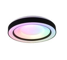 TRIO R65091032 ARCO stropní svítidlo LED D490mm 22W/2500lm 2700-6000K matná černá, RGB, stmívatelné, dálkový ovladač, starlight fekt