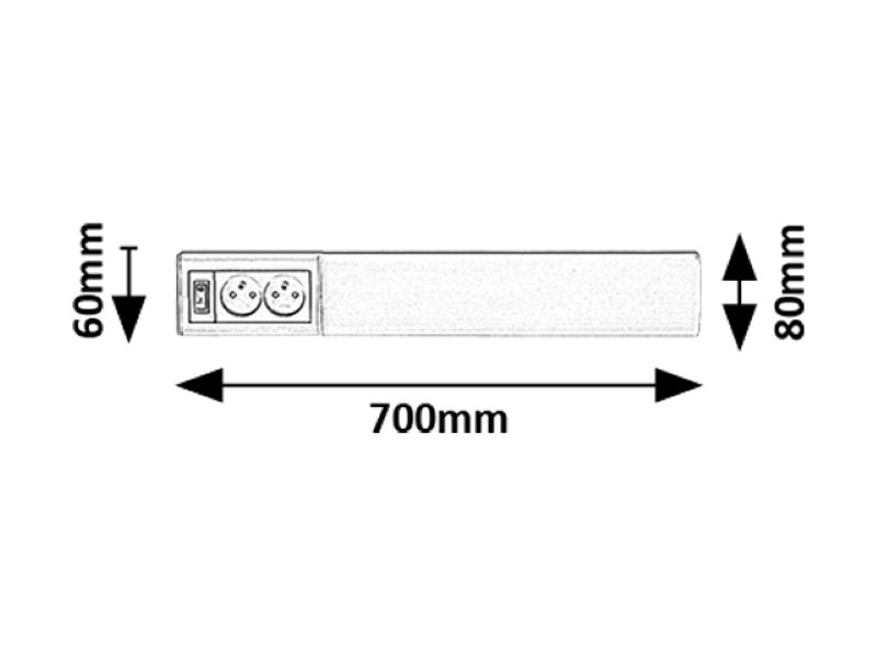 RABALUX 78041 Bath 2E svietidlo pod kuchynskú linku so zásuvkou š700mm LED 15W/1300lm 4000K biela