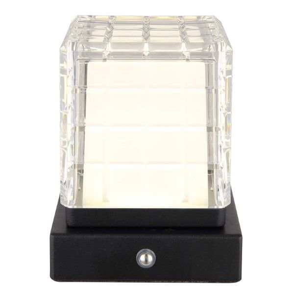 GLOBO 21009S LUNKI dotyková stolná lampička LED V100mm 2,5W/206lm 2700+6500+4000K čierna, priehľadná, vrátane batérie CR18650 1800mAh 3,7V, USB-A 2.0 - USB-C