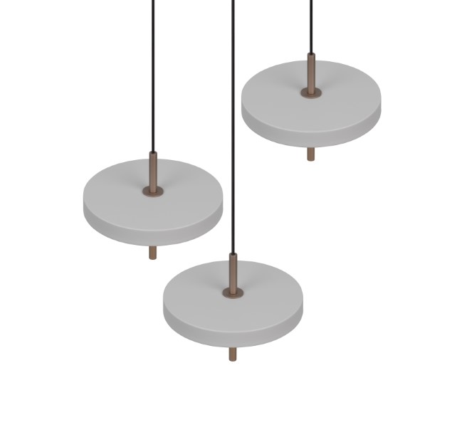 TRIO 340230376 KEATON závesné svietidlo D450mm SMD LED 3x10W/1200lm 2300+3000+4000K svetlošedá, switchdimmer