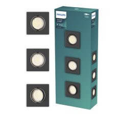 Zapuštěné svítidlo GU10 čierna IP20 PHILIPS Peridot 8721103037039 balení 3 ks