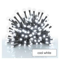 EMOS D4FC01 vánoční řetěz CLASSIC 40 LED 2,8m 0,5W studená bílá, IP44, barva drátu - černá, časovač, 3xAA excl.