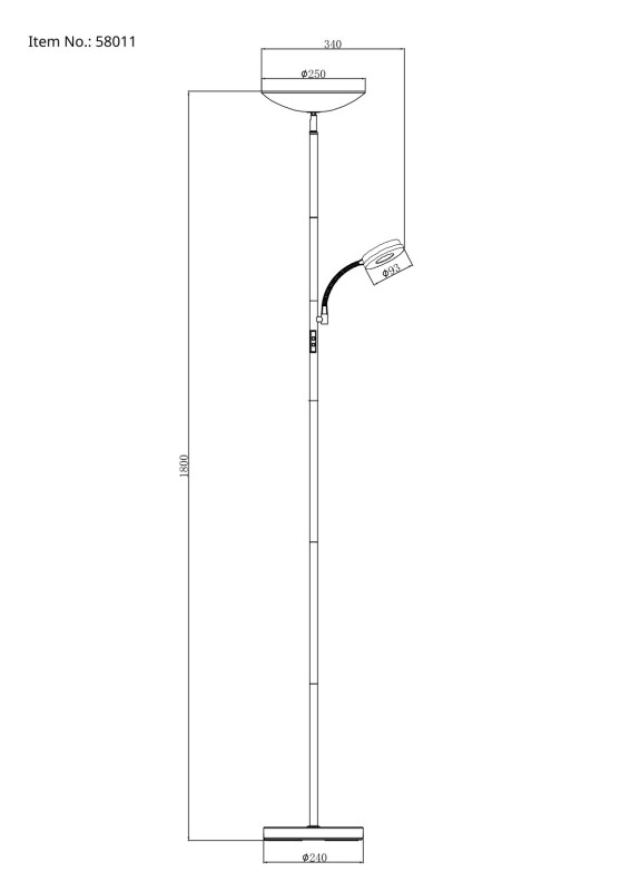 GLOBO 58011 SKOPO stojacia lampa V1790mm LED 20W 1900/1100lm 3000+4000+6500K čierna, 3StepDIM