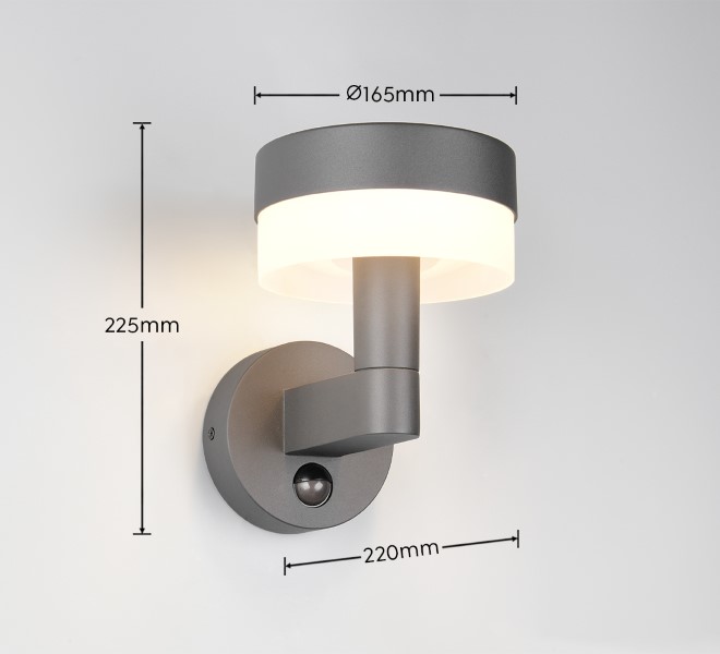 TRIO 230569142 MACKENZIE vonkajšie nástenné svietidlo so senzorom SMD LED 8W/800lm 3000K IP54 antracitová