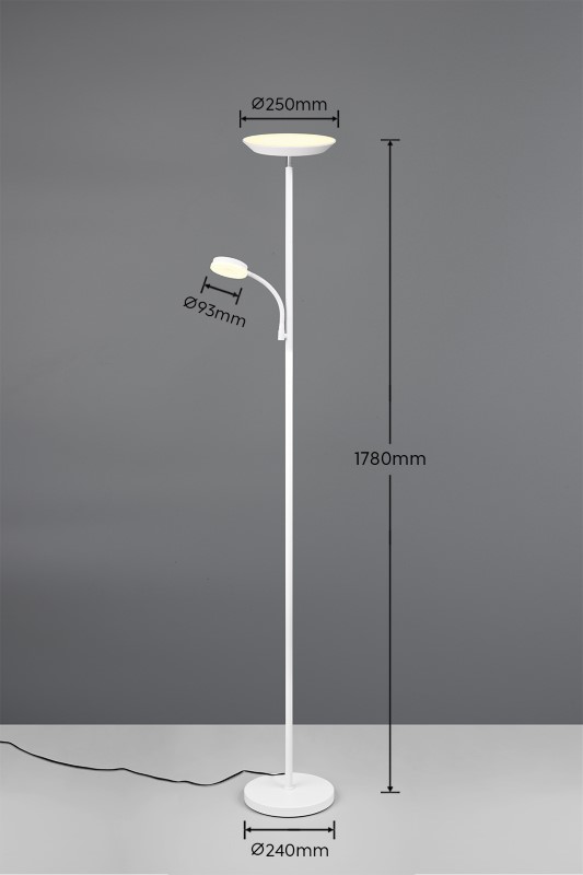 TRIO Reality R47842131 SPECTER stojacia lampa v1780mm SMD LED 17W/1900lm 2700+4000+6500K biela matná