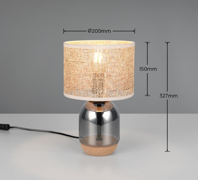 TRIO 564900157 TARA stolní lampička V320mm 1xE27 chromová, přírodní