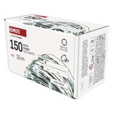 D3AC05 EMOS NANO vánoční řetěz 150 LED 15m zelený drát, studená bílá, časovač, IP44