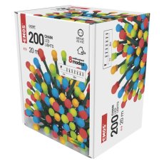 EMOS D5AM06 vánoční řetěz - kuličky CHERRY 200 LED 20m 3,6W multicolor, IP44, barva drátu - zelená, adaptér
