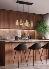 TRIO 319400617 AGUDO závěsné svítidlo 6xE27 černá, kávová, béžová, šedohnědá