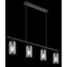 GLOBO 15465-4H HADERA závesné svietidlo 4xE27 čierna matná, dymová