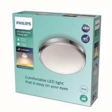 Philips Doris LED CL257 Stropné svítidlo do koupelny kruhové 17W/1500lm 313mm 2700K IP44 chrom