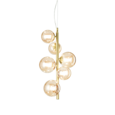 Ideal Lux 317793 PERLAGE závesné svietidlo 6xG9 D260mm saténová mosadz, jantárová