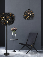 TRIO Reality R40463032 LEAVY stojaca lampa V1800mm D700mm 3xE14 čierna matná