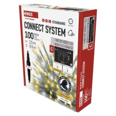 EMOS D1CN01 spojovací vánoční řetěz - rampouchy CLASSIC 100 LED 2,5m 5W teplá/studená bílá, IP44, barva drátu - transparentní, bez adaptéru