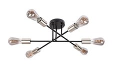 RABALUX 71026 Branwen stropné svietidlo 6xE27 D570mm matná čierna, saténový chróm