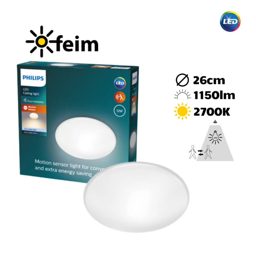 Philips Shan LED CL253 stropní svítidlo 260mm 12W / 1150lm 2700K senzor pohybu
