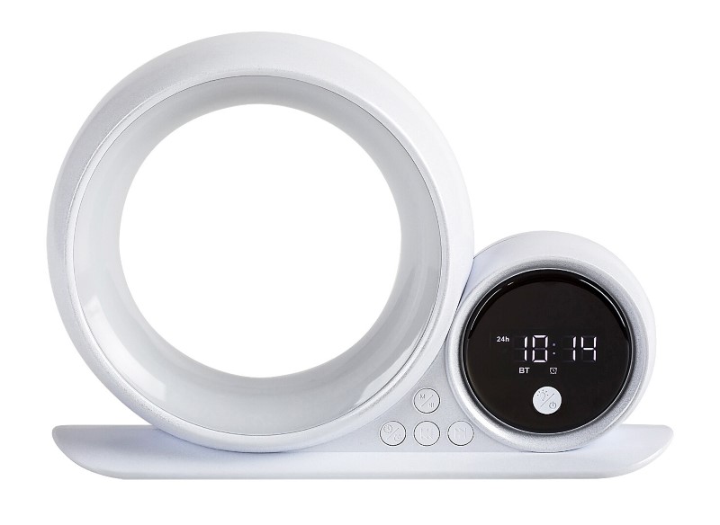 RABALUX 76109 Wakeway dekorační stolní lampička s hodinami LED 5W RGB bílá