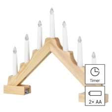 EMOS DCAW11 vánoční dekorace svícen 7 LED V29cm 0,42W teplá bílá, časovač, 2xAA excl.