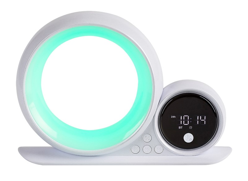 RABALUX 76109 Wakeway dekorační stolní lampička s hodinami LED 5W RGB bílá