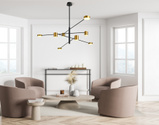 ITALUX PND-16374-8-BK-GD-3K Remdal závěsné svítidlo LED 36W/2700lm 3000K černá, zlatá