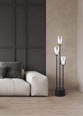 TRIO SELECT 417500354 BARRET stojací lampa V1400mm 3xE14 černá matná, kouřová