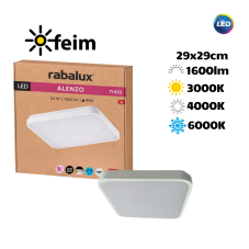 RABALUX 71422 Alenzo stropné svietidlo 290x290mm LED 24W/1600lm 3000+4000+6000K IP44 biela, DIP switch