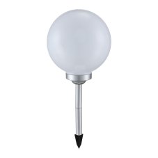 3377 GLOBO Exteriérové ​​solární LED svítidlo, zapichovací Koule na osvětlení zahrad a teras, 4x 0,06W 4000K IP44 stříbrná, bílá